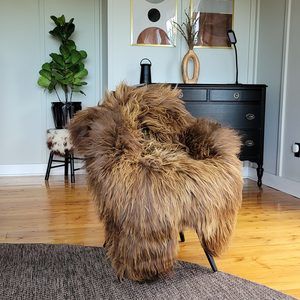 Beautiful Shape Rusty Brown Sheepskin 53" x 33"
